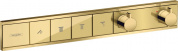 Термостатический смеситель для душа Hansgrohe RainSelect 15382990 скрытого монтажа, на 4 потребителя, полированное золото