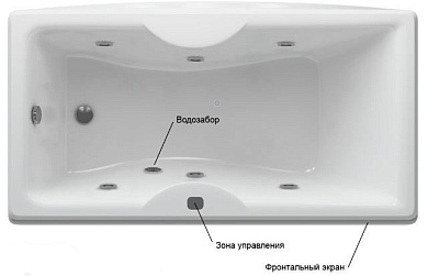 Акриловая ванна Aquatek Феникс 170x75 FEN170-0000089 с гидромассажем (пневмат.), с фронтальным экраном (слив слева)
