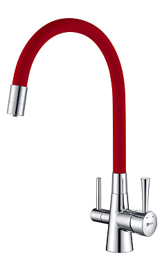 Смеситель для кухни LEMARK Comfort LM3075C-Red с подключением к фильтру с питьевой водой