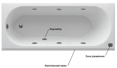 Ванна акриловая АКВАТЕК Оберон 160x70 с гидромассажем Standard (пневмоуправление)