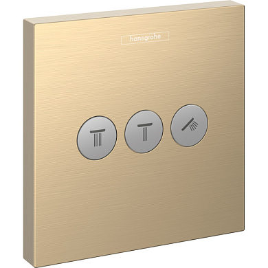 Запорный/переключающий вентиль на 3 потребителя Hansgrohe Select 15764140 шлифованная бронза